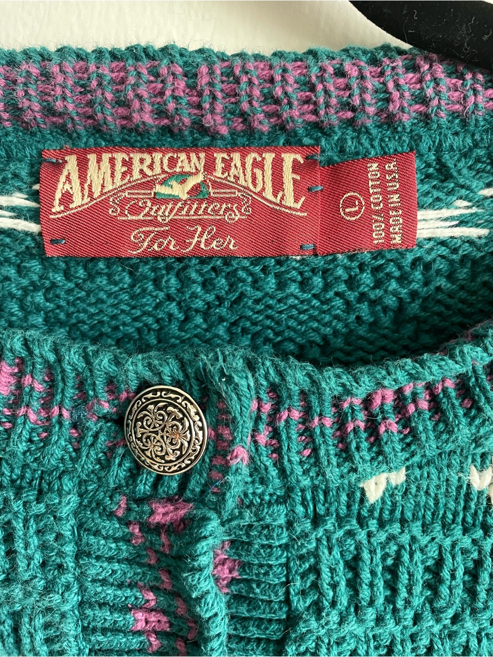 Vintage 90s American Eagle Outfitters knit cardigan grandpa cozy cottage L - Picture 3 of 8
